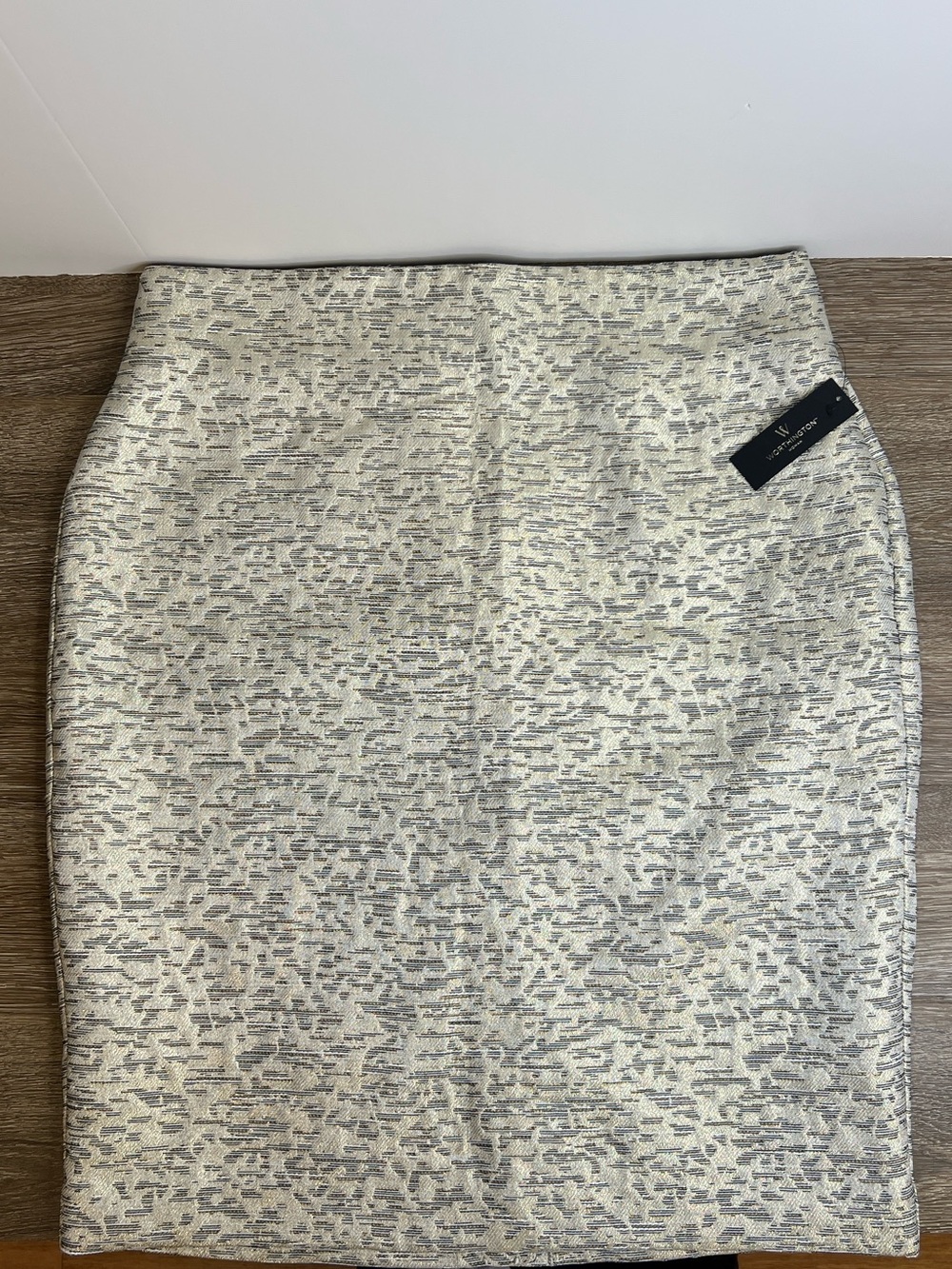 Worthington Woman Gold Striped Jacquard Pencil Skirt NWT Plus Size 18W